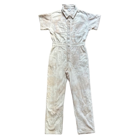 Le Lis Collection Ribbed Tie Dye Cream White Mulitcolor Cotton Jumpsuit Medium - Picture 1 of 11